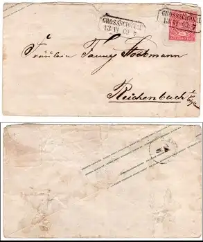 Norddeutscher Postbezirk 2 Kreuzer Michel 4  o Grossschönau 13.6.1869 nach Reichenbach Vogtland
