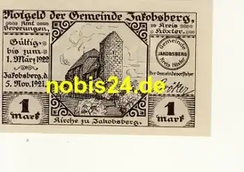 37668 Jakobberg Notgeld 1 Mark 1921