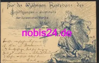 Kiel Kaiserliche Marine Künstlerkarte Litho o 4.5.1900