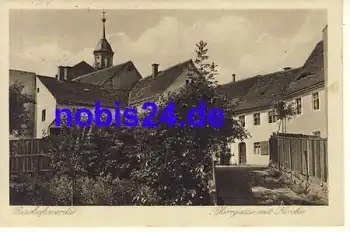 01877 Bischofswerda Pfarrgasse mit Kirche o 1929