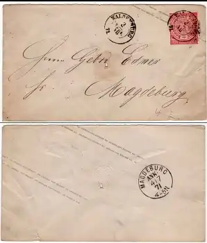 Norddeutscher Postbezirk 1 Groschen Ganzsachenumschlag von Waldenburg 3.7.1871 nach Magdeburg