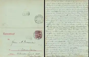 Deutsches Reich Germania 10 Pfennig Kartenbrief K12 o Hamburg 9.7.1903