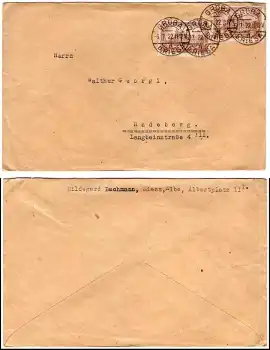 Deutsches Reich Michel 2 x 114 auf Brief von Gröba bei Riesa 6.7.1922 nach Radeberg