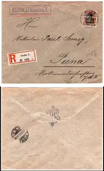 Deutsches Reich Michel 89I auf E-Brief von Dresden 9 2.10.1907 nach Pirna