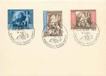 Deutsche Reich Michel 820 - 822 Postkongress mit Sonderstempel Wien 24.10.1942