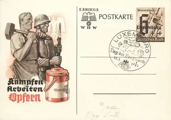 WHW Ganzsache Luxemburg Sonderstempel Tag der Briefmarke 12.1.1941