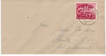 Deutsches Reich Michel 908 "der Volkssturm" auf Brief o Dresden A21 14.4.1945