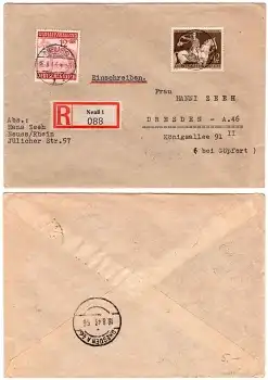 Deutsches Reich Michel 854 858 "Das Braune Band von Deutschland" R-Brief Neuss 16.8.1943