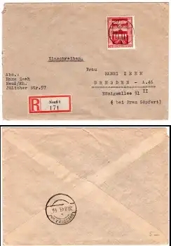 Deutsches Reich Michel 829 R Brief von Neuss 13.8.1943 nach Dresden