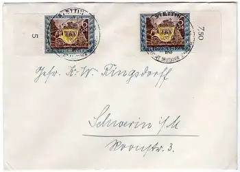 Deutsches Reich Michel 828 FDC Sonderstempel Stettin Tag der Briefmarke 10.1.1943 nach Schwerin