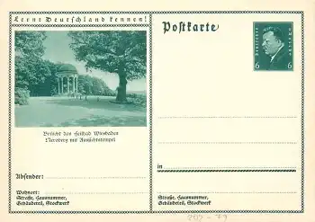 Lernt Deutschland kennen! Wiesbaden Neroberg Ganzsache 6 Pfennig Ebert *um 1930