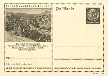 Lernt Deutschland kennen! Radiumbad St. Joachimsthal Ganzsache 6 Pfennig Hindenburg braun * 1941