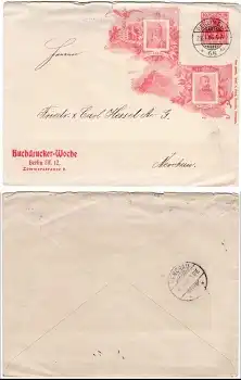 Berlin Buchdrucker Woche Privatganzsachenumschlag 10 Pfennig Germania o Berlin SW 29.1.1906