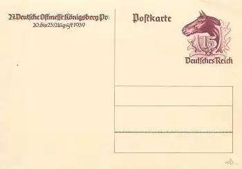 Königsberg Deutsche Ostmesse 1939 Ganzsache P281 *