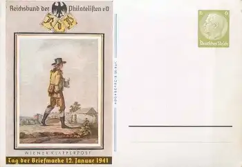 Tag der Briefmarke 1941 Briefträger Reichsbund der Philatelisten Ganzsache 6 Pfennig Hindenburg *