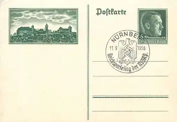 Nürnberg Reichsparteitag 1938 Ganzsache P272 6 Pfennig Adolf Hitler Sonderstempel