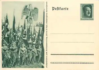 Reichparteitag der NSDAP 1937 SA Fahnenträger Festpostkarte Ganzsache P264 6 Pfennig Hitler