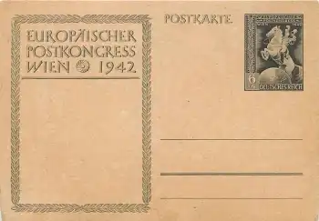 Europäischer Postkongress Wien 1942 Ganzsache *