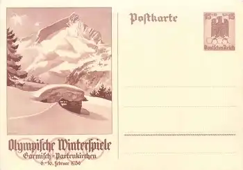 Garmisch-Partenkirchen Olympische Winterspiele 1936 Ganzsache 15 Pfennig *