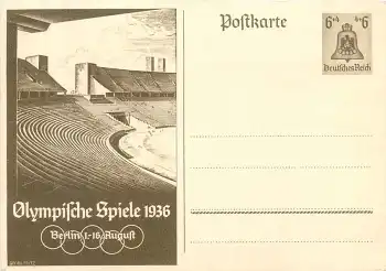 Berlin Olympische Spiele 1936 Ganzsache 6 Pfennig P259 *