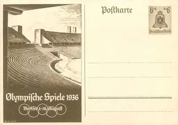 Berlin Olympische Spiele 1936 Ganzsache 6 Pfennig *