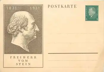 Freiherr vom Stein 1831 Ganzsache 6 Pfennig Ebert * 1931