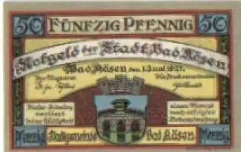 06628 Bad Kösen Städtenotgeld 50 Pfennige 1921