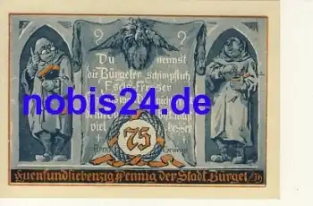 07616 Bürgel Notgeld 75 Pfennige 1921