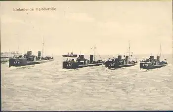 Torpedoboote 114 115 116 118 1.WK Einlaufende Halbflottille o 7.8.1914