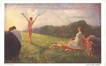 Ludwig Fahrenkrog Künstlerkarte die heilige Stunde * ca. 1910