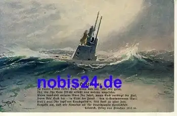 Kriegsschiffe U Bootsleute Künstlerkarte *ca.1915