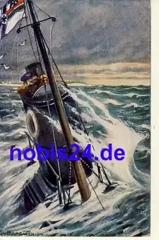 Kriegsschiffe Deutsches U Boot auf Patrouille Künstlerkarte Baumgarten *ca.1915
