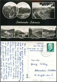 01824 Kleinhennersdorf Kreis Pirna Landpoststempel auf AK o Bad Schandau 29.7.1963