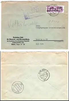 ZKD 20 Pfennig auf Brief Aufdruck 9000 von Erfurt 29.10.1957 nach Berlin O 17