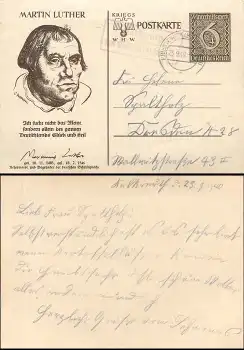 01561 Kalkreuth über Priestewitz Landpoststempel auf Ganzsache Martin Luther o 24.9.1940