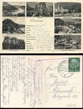 Reitzendorf Landpoststempel auf AK Elbgebirge o Dresden-Bad Weisser Hirsch 10.8.1941