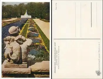 Dresden Jahresschau 1937 "Garten und Heim" Offizielle Karte Nr. 17 Großes Blumenparterre mit Wasserkunst