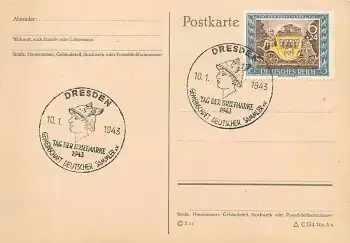 Deutsches Reich Michel 828 FDC Sonderstempel Dresden Tag der Briefmarke 10.1.1943