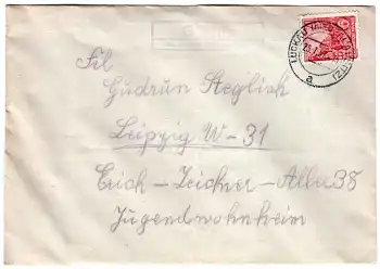 15948 Glienig über Luckau (Niederlausitz) Landpoststempel auf Brief o 25.1.1957