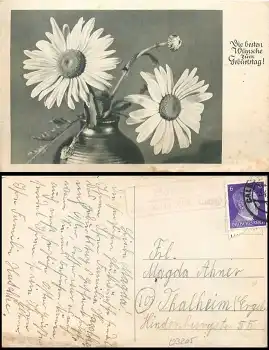 03205 Bathow über Calau (Nd. Lausitz) Landpoststempel auf Blumenkarte o um 1944