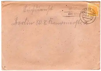 04808 Müglenz über Wurzen Landpoststempel o Wurzen Land 31.3.1948 an den Suchdienst Berlin