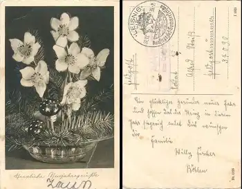 04668 Böhlen über Leisnig Landpoststempel auf Neujahrskarte o 27.12.1939