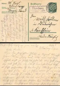 04886 Blumberg Torgau Land Landpoststempel o 30.12.1933