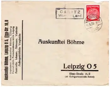 04808 Canitz Wurzen Land Landpoststempel o 14.6.1933