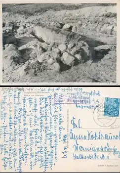 06774 Schlaitz über Bitterfeld Landpoststempel auf AK Ausgrabung Muldenstein Hügelgrab o 6.9.1957