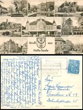 06193 Möderau über Halle (Saale) Landpoststempel auf AK o 1959