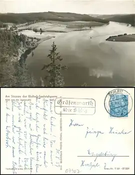 07929 Bleilochtalsperre Landpoststempel Gräfenwarth über Schleiz o 31.8.1957