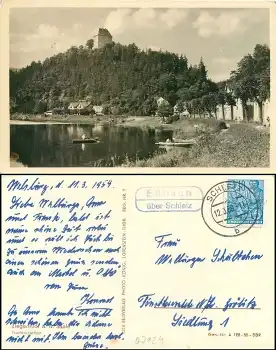 07924 Ziegenrück Gondelstation Landpoststempel Eßbach über Schleiz o 12.3.1959