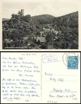 07778 Tautenburg über Jena Landpoststempel auf AK o 26.7.1955
