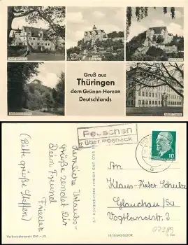 07389 Peuschen über Pößneck Landpoststempel auf AK o 12.7.1963